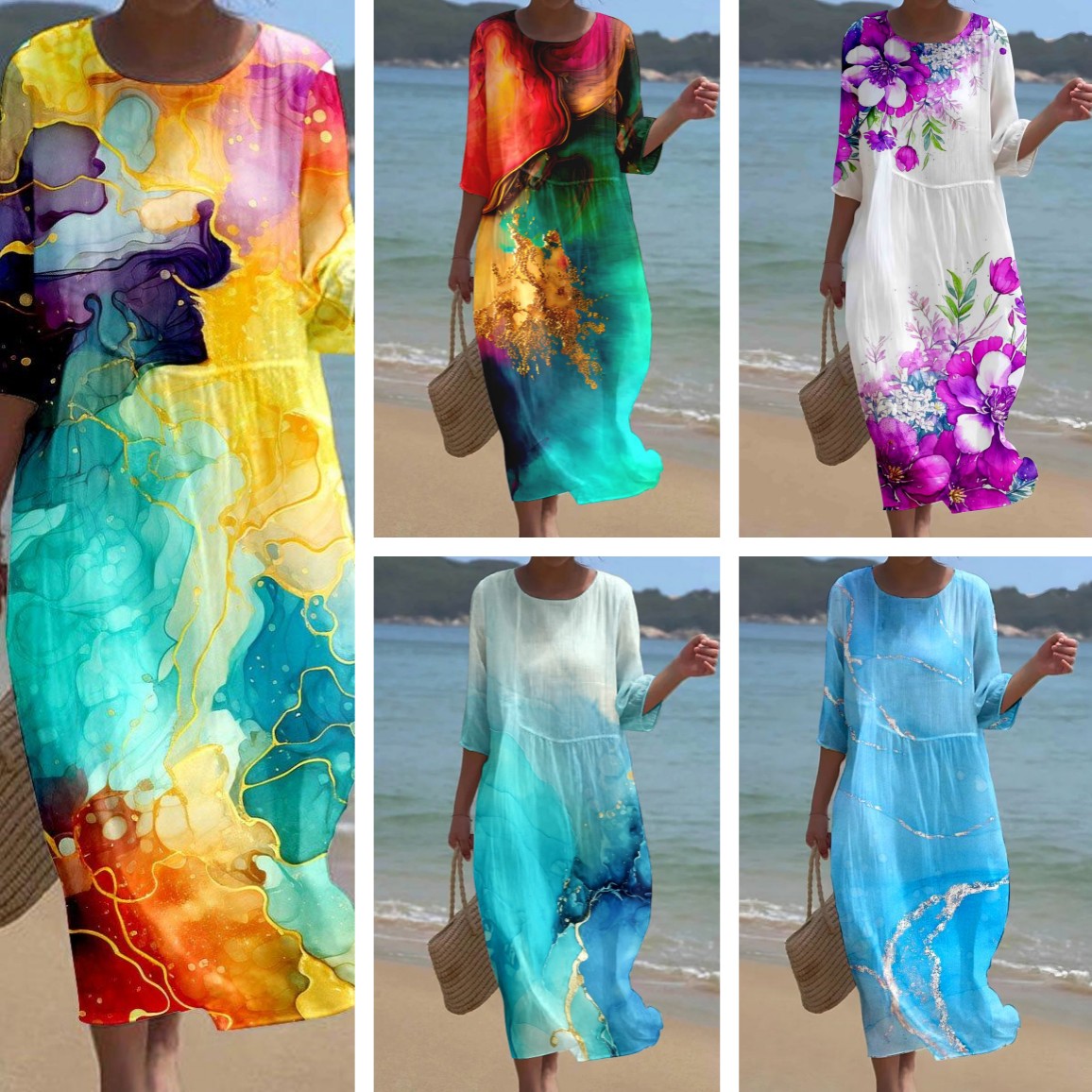 Women's Floral Art Printed Leisure Vacation Dress