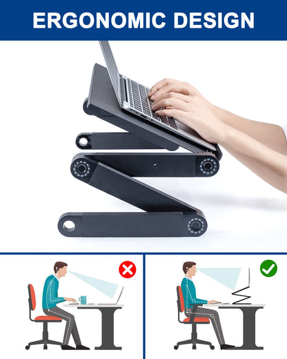 Adjustable Laptop Stand, RAINBEAN Laptop Desk with 2 CPU Cooling USB Fans