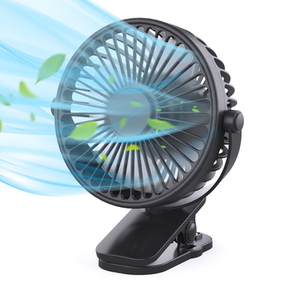 Portable Clip on Fan Battery Operated | Small Powerful USB Desk Fan | 3 Speed Quiet Rechargeable Mini Table Fan