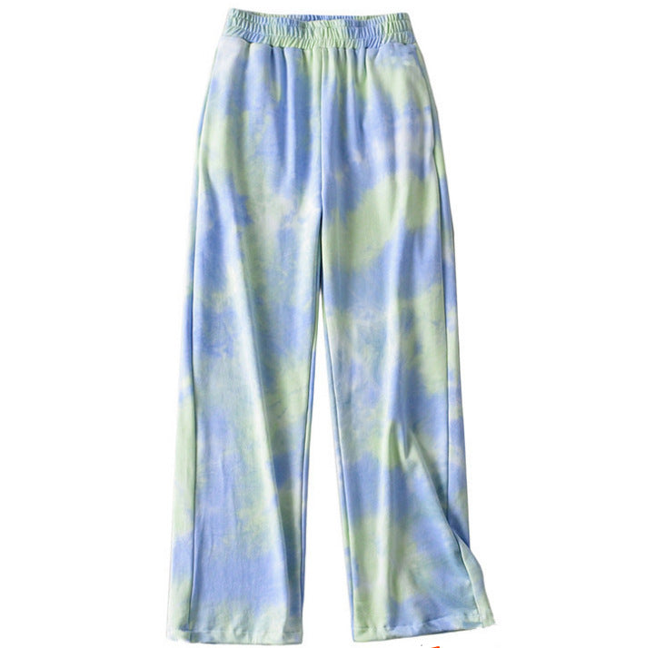 Tie Dye Wide Leg Pants New Women's Nine-quarter Pants