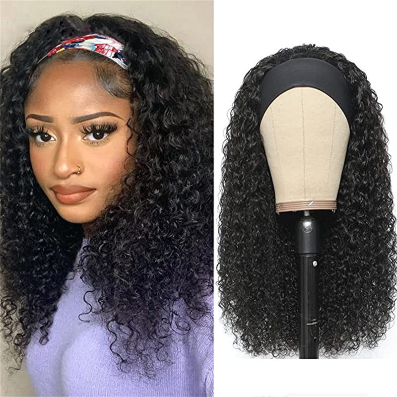 Black Small Curly Medium Curly Synthetic Fiber Hair Cover