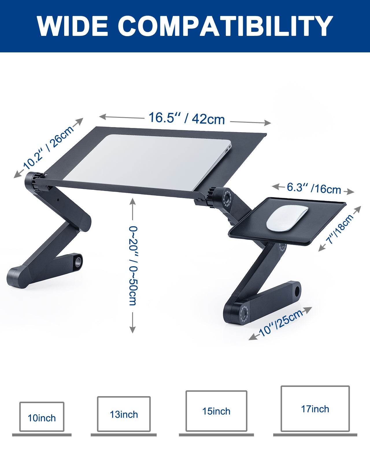 Adjustable Laptop Stand, RAINBEAN Laptop Desk with 2 CPU Cooling USB Fans